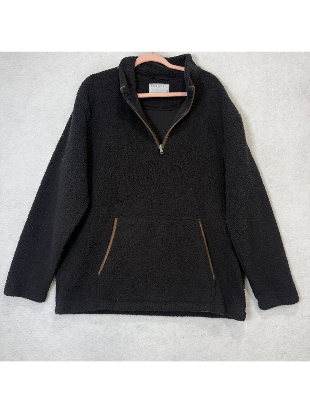 Boxercraft Sweatshirt Mens XL Black Fleece 1/4 Zip Mock Neck Pullover Pockets